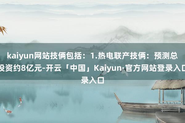 kaiyun网站技俩包括：1.热电联产技俩：预测总投资约8亿元-开云「中国」Kaiyun·官方网站登录入口