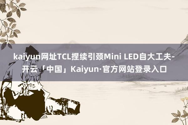 kaiyun网址TCL捏续引颈Mini LED自大工夫-开云「中国」Kaiyun·官方网站登录入口