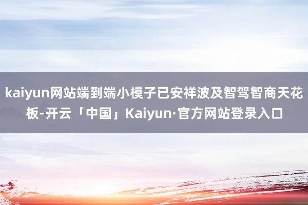 kaiyun网站端到端小模子已安祥波及智驾智商天花板-开云「中国」Kaiyun·官方网站登录入口