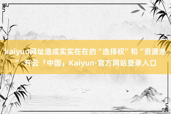 kaiyun网址造成实实在在的“选择权”和“资源池”-开云「中国」Kaiyun·官方网站登录入口