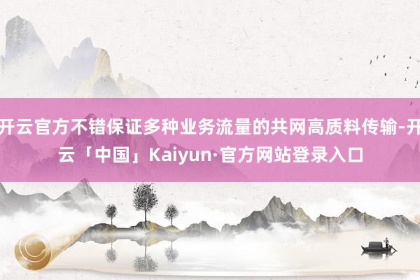 开云官方不错保证多种业务流量的共网高质料传输-开云「中国」Kaiyun·官方网站登录入口