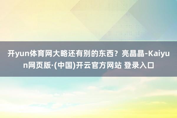 开yun体育网大略还有别的东西？亮晶晶-Kaiyun网页版·