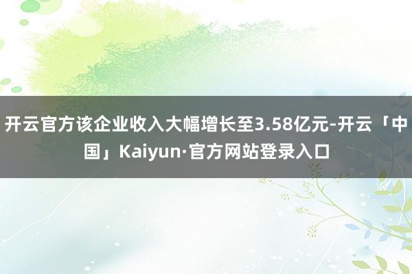 开云官方该企业收入大幅增长至3.58亿元-开云「中国」Kaiyun·官方网站登录入口