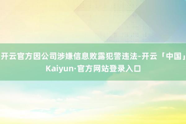 开云官方因公司涉嫌信息败露犯警违法-开云「中国」Kaiyun·官方网站登录入口