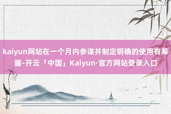 kaiyun网站在一个月内参谋并制定明确的使用有筹画-开云「中国」Kaiyun·官方网站登录入口